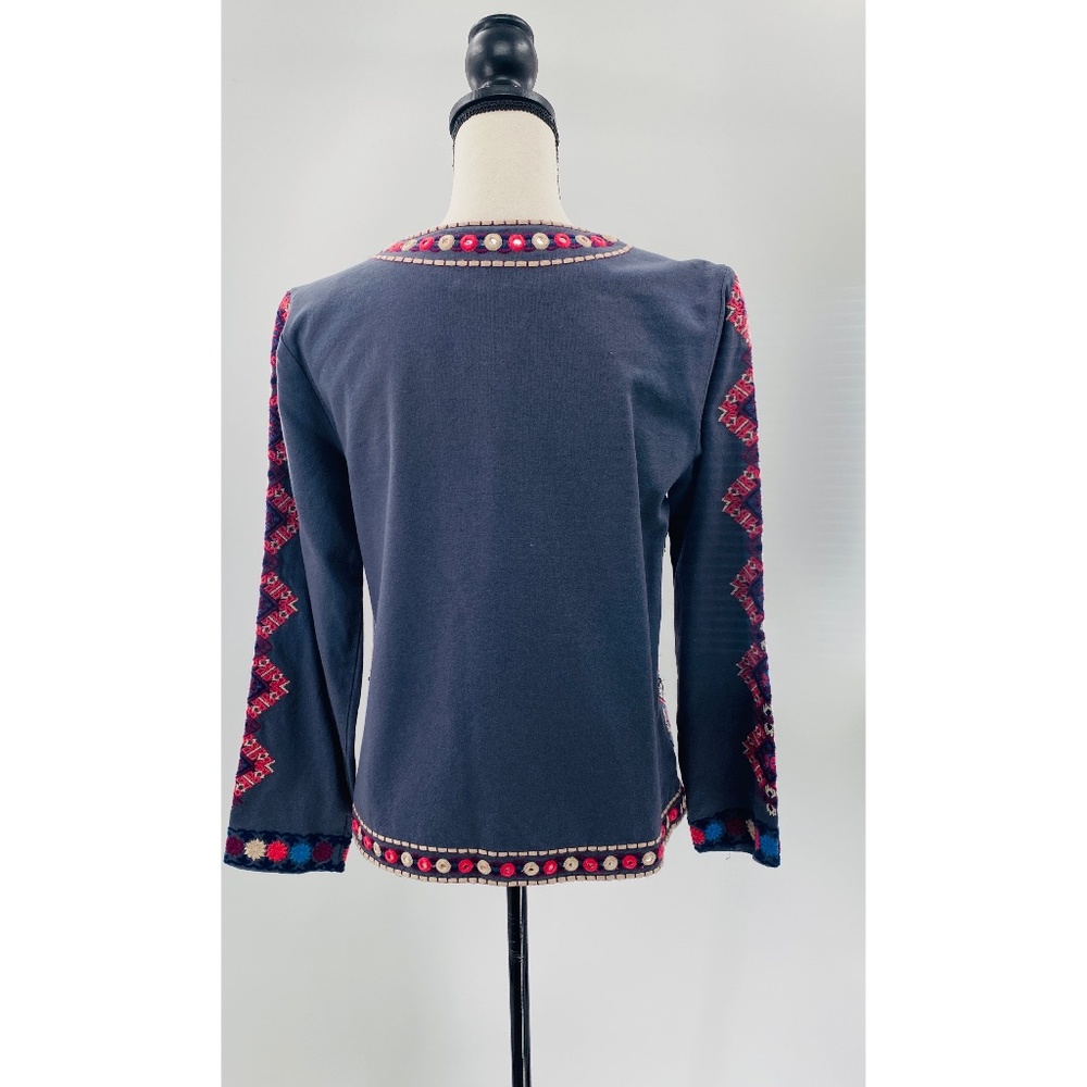 Indigo Moon Boho Decorated MultiColored Front Pocket Blazer/Jacket - Picture 3 of 11